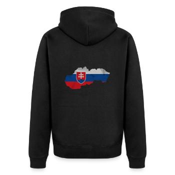Slovakia flag in the shape of the country - Unisex Premium Organic Zip Hoodie - black - Back - Nico (187cm)