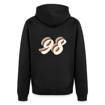 98th anniversary vintage - Unisex Premium Organic Zip Hoodie - black - Back - Nico (187cm)