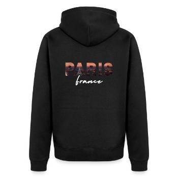 Paris, Frankreich - Unisex Premium Bio Zip Hoodie - Schwarz - Hinten - Nico (187cm)