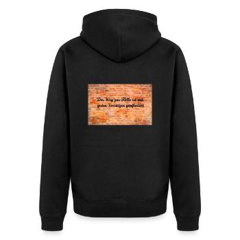 gute Vorsätze zur Hölle - Unisex Premium Bio Zip Hoodie - Schwarz - Hinten - Nico (187cm)
