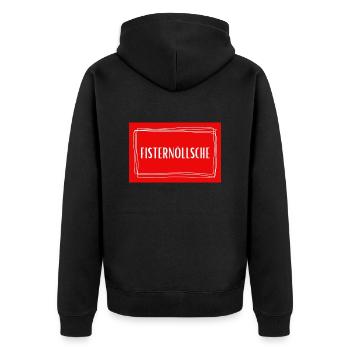 Fisternöllsche - Köln Kölle Kölsch Rheinland - Unisex Premium Bio Zip Hoodie - Schwarz - Hinten - Nico (187cm)