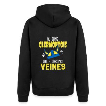 Rugby sang Clermontois supporters clermont Rugby - Veste à capuche bio Premium Unisexe - noir - Dos - Nico (187cm)