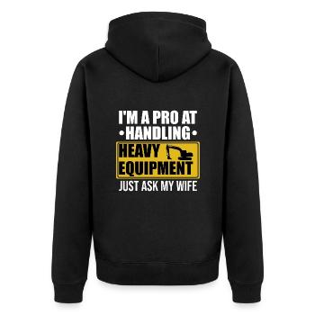 Retro Excavator Slogan Excavator Driver Construction Site - Unisex Premium Organic Zip Hoodie - black - Back - Nico (187cm)