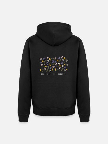 Grow positive thoughts - Unisex Premium Organic Zip Hoodie - black