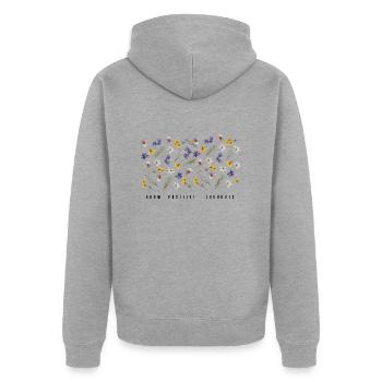 Positive Gedanken wachsen lassen - Unisex Premium Bio Zip Hoodie - Grau meliert - Hinten - Nico (187cm)