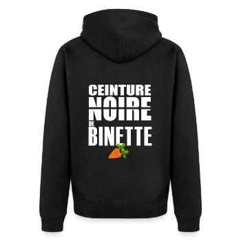 Jardin ceinture noire binette humour jardinier - Veste à capuche bio Premium Unisexe - noir - Dos - Nico (187cm)