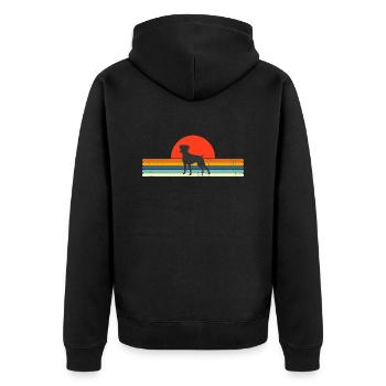 Vintage Hund Retro Sonnenuntergang - Unisex Premium Bio Zip Hoodie - Schwarz - Hinten - Nico (187cm)
