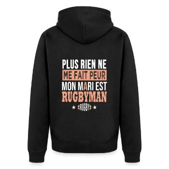 Rugby sport rugby Cadeau femme mari joueur rugby - Veste à capuche bio Premium Unisexe - noir - Dos - Nico (187cm)