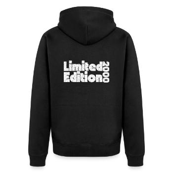 Limited edition 2000 - Unisex Premium Organic Zip Hoodie - black - Back - Nico (187cm)