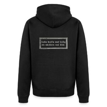 Liaba bsuffa - Unisex Premium Bio Zip Hoodie - Schwarz - Hinten - Nico (187cm)
