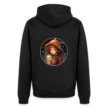 Dreamy girl with snow globe at Christmas - Unisex Premium Organic Zip Hoodie - black - Back - Nico (187cm)