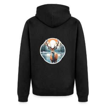 Deer in winter landscape - Unisex Premium Organic Zip Hoodie - black - Back - Nico (187cm)