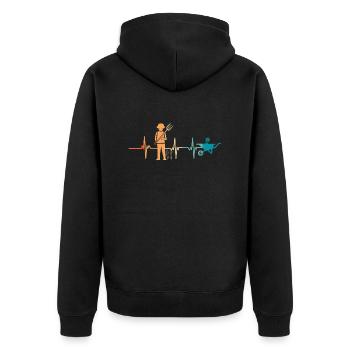 Battement de cœur jardinier - Veste à capuche bio Premium Unisexe - noir - Dos - Nico (187cm)