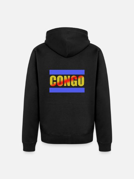 FREE CONGO - Unisex Premium Organic Zip Hoodie - black