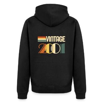 Vintage 2001 - 2001 Anniversary Gift - Unisex Premium Organic Zip Hoodie - black - Back - Nico (187cm)