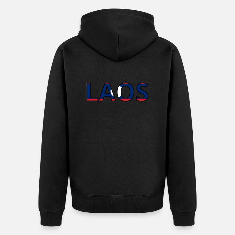 Flagge von Laos - Unisex Premium Bio Zip Hoodie - Schwarz