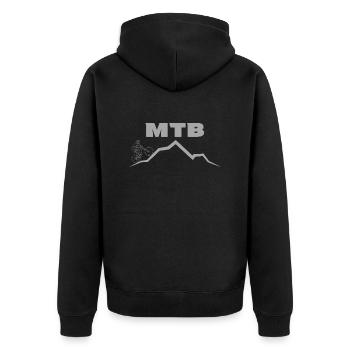 MTB Mountainbike Fahrrad Geschenk Geschenkidee - Unisex Premium Bio Zip Hoodie - Schwarz - Hinten - Nico (187cm)