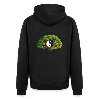 Arbre zen Yin et Yang - Veste à capuche bio Premium Unisexe - noir - Dos - Nico (187cm)