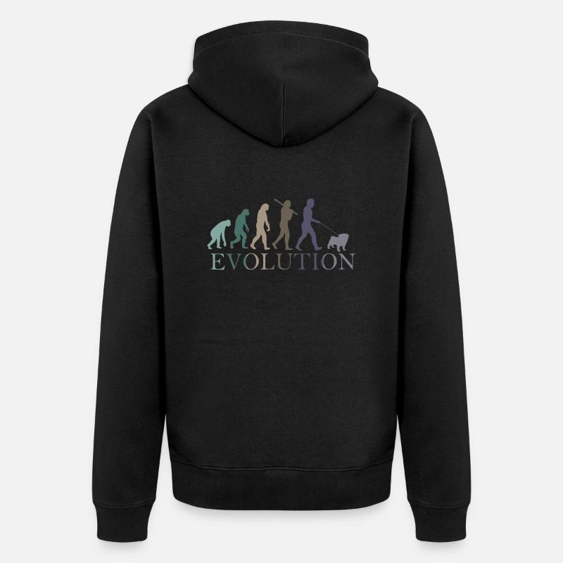 DIE EVOLUTION DES MOPSES - Unisex Premium Bio Zip Hoodie - Schwarz