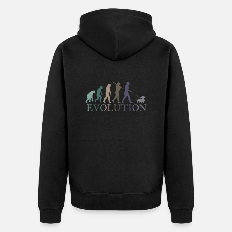 EVOLUTION DES RETRO-DACKELS - Unisex Premium Bio Zip Hoodie - Schwarz
