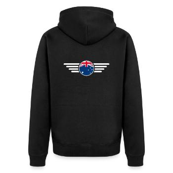 Australia Style Design T-Shirt - Unisex Premium Organic Zip Hoodie - black - Back - Nico (187cm)
