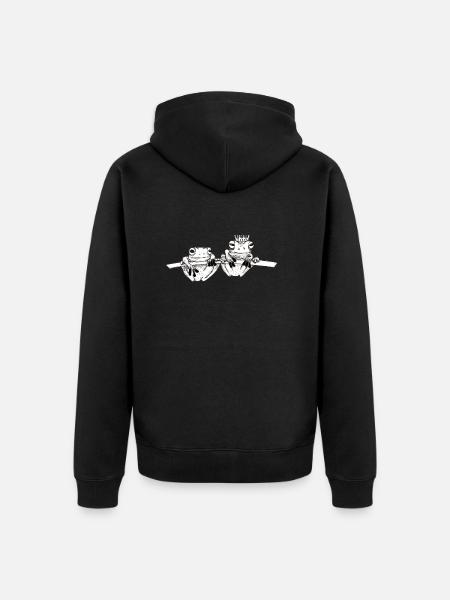 hand drawn frogs on a branch - Unisex Premium Organic Zip Hoodie - black