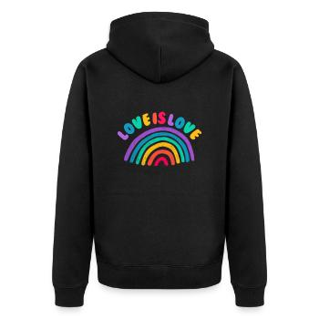 Love is all - Unisex Premium Bio Zip Hoodie - Schwarz - Hinten - Nico (187cm)