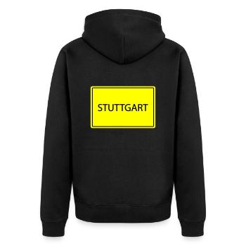 Panneau de signalisation Stuttgart - Veste à capuche bio Premium Unisexe - noir - Dos - Nico (187cm)