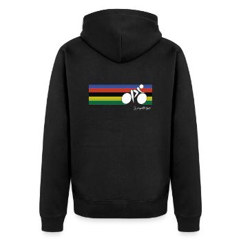 Weltmeister im Radfahren #2 - Unisex Premium Bio Zip Hoodie - Schwarz - Hinten - Nico (187cm)