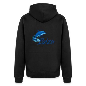 Vacances à Ibiza avec dauphin - Veste à capuche bio Premium Unisexe - noir - Dos - Nico (187cm)