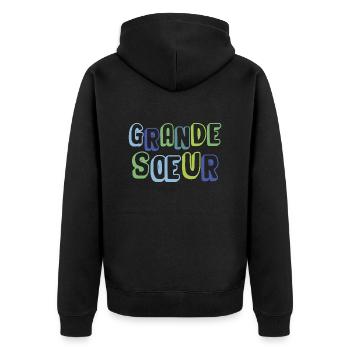 grande sœur, naissance, grossesse - Veste à capuche bio Premium Unisexe - noir - Dos - Nico (187cm)