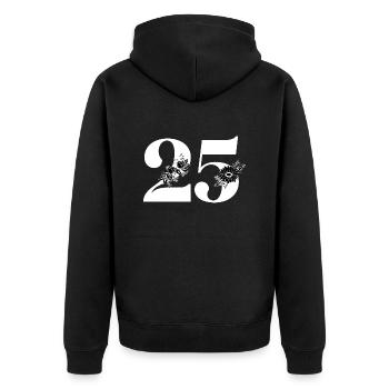 Numéro 25 floral noir -25e anniversaire floral - Veste à capuche bio Premium Unisexe - noir - Dos - Nico (187cm)