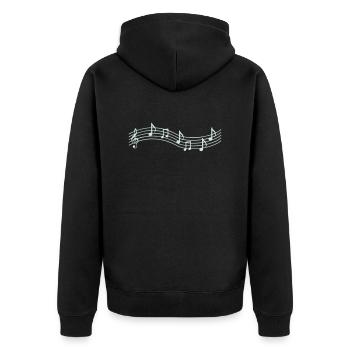 music notes - Unisex Premium Bio Zip Hoodie - Schwarz - Hinten - Nico (187cm)