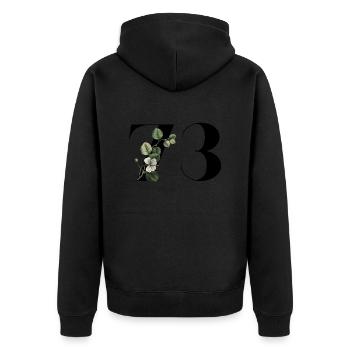 Nummer 73 Blumengrün - 73. Blumengeburtstag - Unisex Premium Bio Zip Hoodie - Schwarz - Hinten - Nico (187cm)