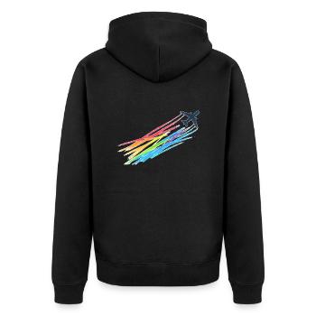 Rainbow Machine - Unisex Premium Bio Zip Hoodie - Schwarz - Hinten - Nico (187cm)