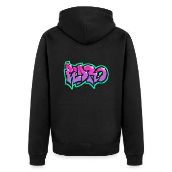 PEDRO graffiti sweatshirt cap teeshirt - Unisex Premium Organic Zip Hoodie - black - Back - Nico (187cm)