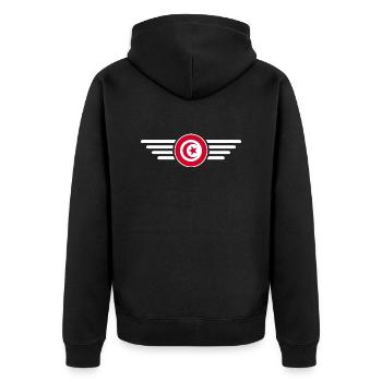 Ich liebe Tunesien, Eleganz Stil Design T-Shirt - Unisex Premium Bio Zip Hoodie - Schwarz - Hinten - Nico (187cm)