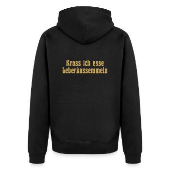 Nicht vegan Sprüche - Unisex Premium Bio Zip Hoodie - Schwarz - Hinten - Nico (187cm)
