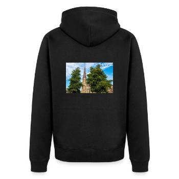 Haga Kirche (Haga kyrka) Göteborg Stadt Schweden - Unisex Premium Bio Zip Hoodie - Schwarz - Hinten - Nico (187cm)