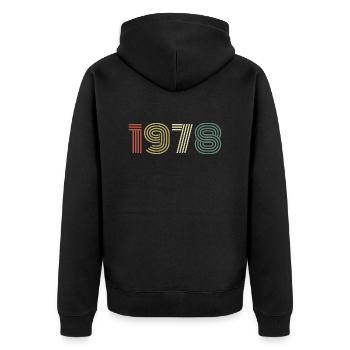 1978 Geburtstag Jahrgang 1978 Geschenk 1978 - Unisex Premium Bio Zip Hoodie - Schwarz - Hinten - Nico (187cm)