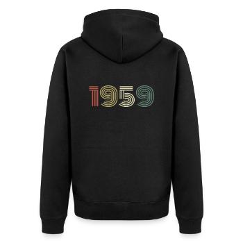 1959 Geburtstag Jahrgang 1959 Geschenk 1959 - Unisex Premium Bio Zip Hoodie - Schwarz - Hinten - Nico (187cm)
