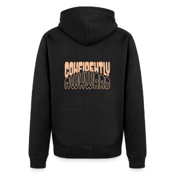 Confidently awkward in yellow - Unisex Premium Organic Zip Hoodie - black - Back - Nico (187cm)