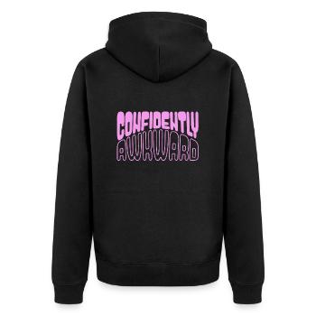 Confidently awkward in pink - Unisex Premium Organic Zip Hoodie - black - Back - Nico (187cm)