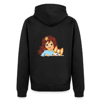 Mignon belle petite fille avec chien corgi - Veste à capuche bio Premium Unisexe - noir - Dos - Nico (187cm)
