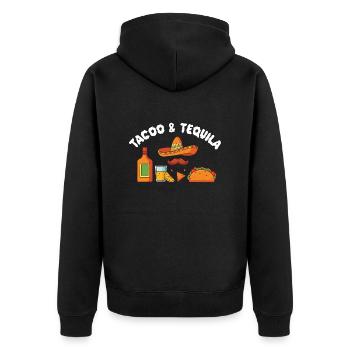 Tacos & Tequila Funny Taco Lover Saying Slogan - Unisex Premium Organic Zip Hoodie - black - Back - Nico (187cm)