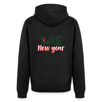 New Year Snake - Unisex Premium Bio Zip Hoodie - Schwarz - Hinten - Nico (187cm)