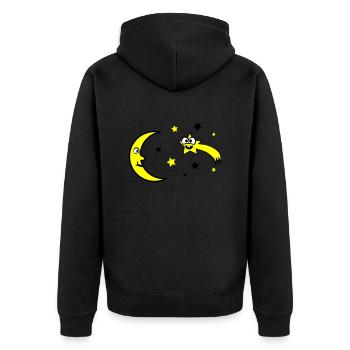 mond und sterne - Unisex Premium Bio Zip Hoodie - Schwarz - Hinten - Nico (187cm)