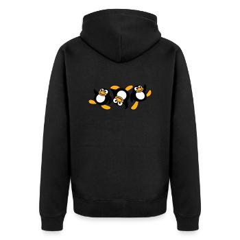 Drei Breakdance Pinguine Tanzende Party Spaß Musik - Unisex Premium Bio Zip Hoodie - Schwarz - Hinten - Nico (187cm)