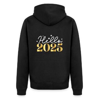 Hello 2025 – Fun New Year's Eve design with stars - Unisex Premium Organic Zip Hoodie - black - Back - Nico (187cm)