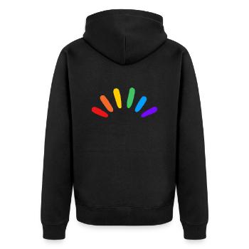 Regenbogen LGBTQIA schwul subtile Pride - Unisex Premium Bio Zip Hoodie - Schwarz - Hinten - Nico (187cm)
